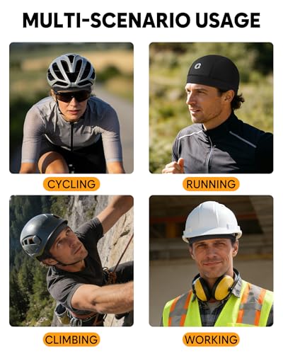 3-Pack Breathable Skull Cap Helmet Liners for Men - Black Blue Grey