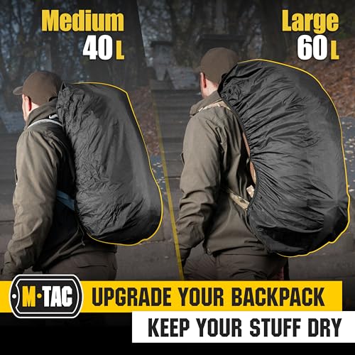 Waterproof Backpack Rain Cover for 30-40L Hiking Travel Camping Black Medium