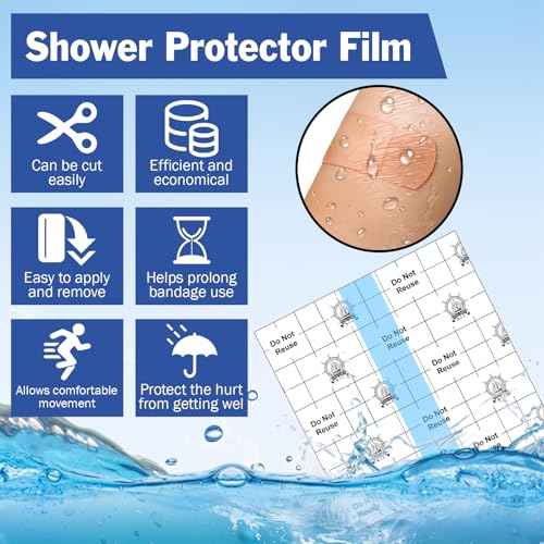 AZEN 50 Pieces Waterproof Bandages, Transparent Film Dressing 4 X 4, Clear Bandages Waterproof Adhesive Bandage, Second Skin Tattoo Cover Up Tape
