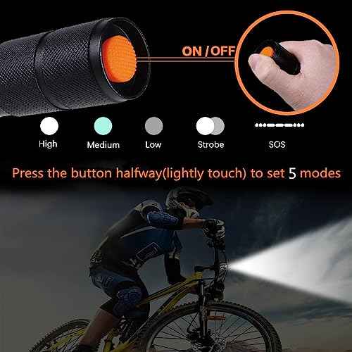 2 Pack Flashlights High Lumens, 5 Modes Zoomable LED Tactical Flashlight, Waterproof Handheld Flash Light for Camping Home Emergencies, Christmas Stocking Stuffers Gifts for Men, Camping Essentials