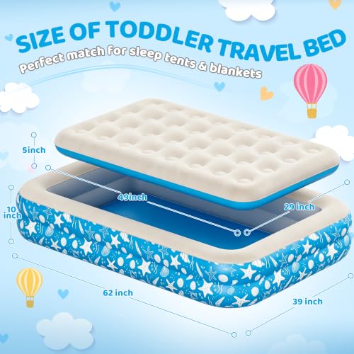 Inflatable Toddler Travel Bed with Safety Rails & Flocked Surface