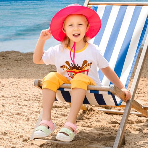 Kids Sandals Boys Girls Summer Non-slip Athletic Closed Toe Adjustable Lightweight Beach Shoes - Pink/Green, Toddler Size 6