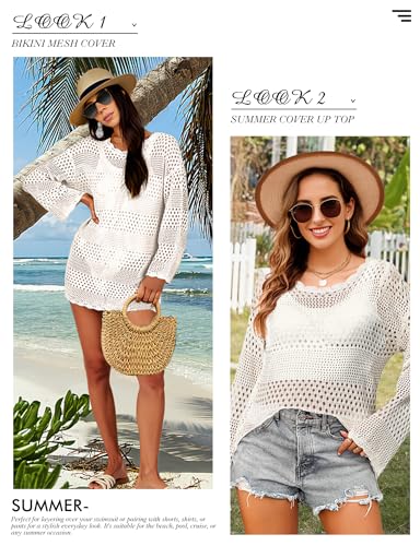 Women's Crochet Swimsuit Cover Up Bikini Cover Up - White Medium - Summer Beach Vacation