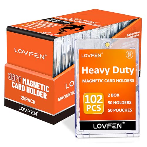 50 Pack Magnetic Card Holders for Trading Cards - Hard Plastic Protectors, UV & Water Resistant with Magnetic Closure