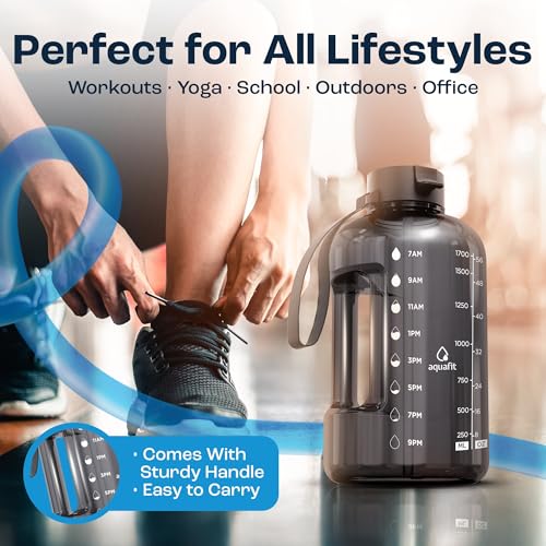 AQUAFIT 64 Oz Half Gallon Water Bottle with Time Marker - Nebula Variation