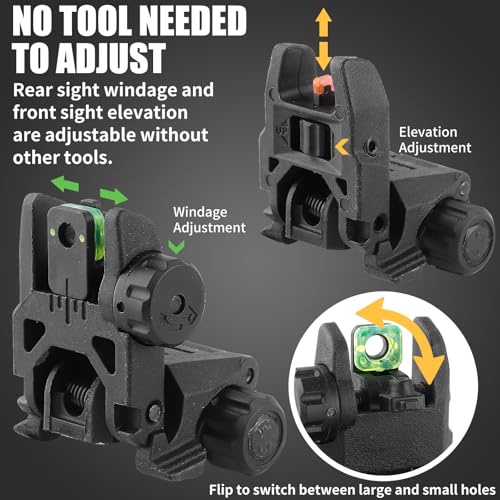 Flip Up Sight Front and Rear Flip Lightweight Tactical Sights - Black-1