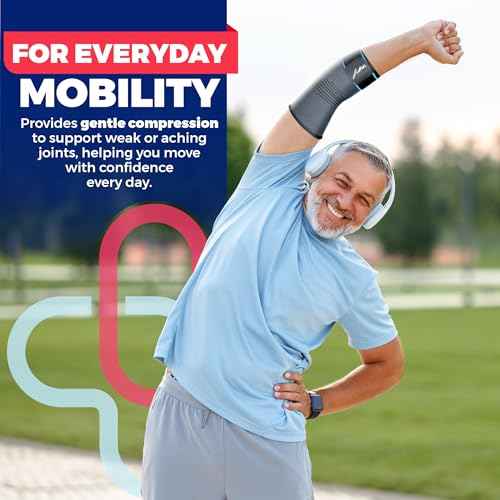 Dr. Arthritis Compression Sleeve & Elbow Pads, Elbow Brace for Tendonitis and Tennis Elbow for Women & Men with Adjustable Strap, Arm Wraps for Pain Relief, Golfers, Lifting, Bursitis & Sports Recovery (Medium)