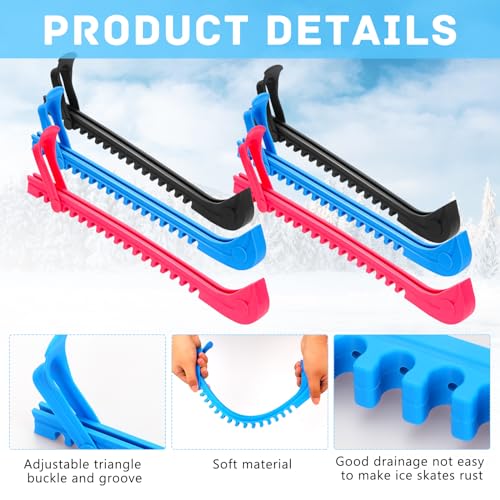 Adjustable Ice Skate Guards for Kids and Adults - Black, Pink, Blue