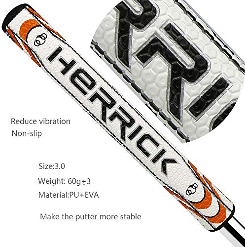 Golf Putter Grip PU Leather Midsize Lightweight 60g Texture - Orange & White
