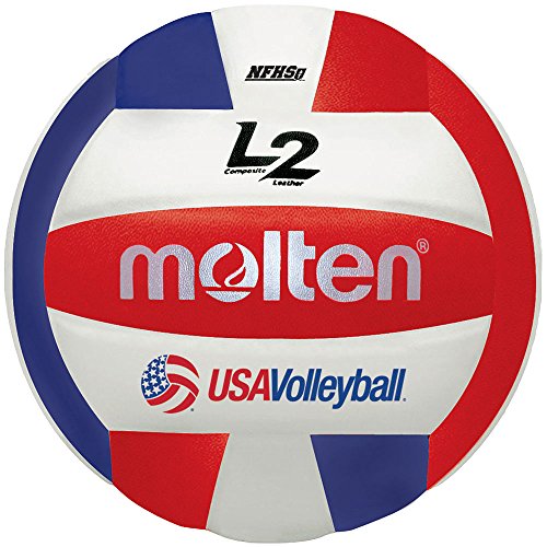 Molten L2 Volleyball NFHS Approved Red White Blue - Indoor Use, Microfiber Cover