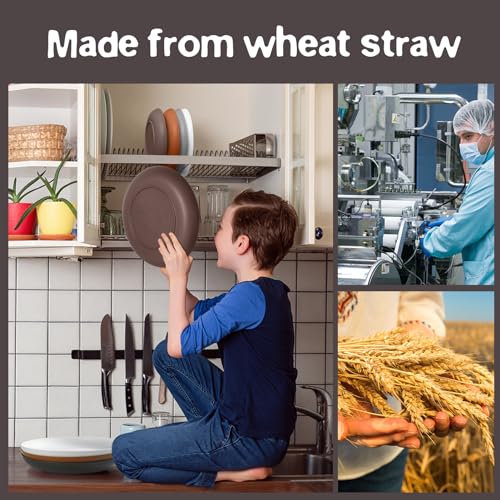 Farmhouse Dinnerware Set - 32-Piece Plates & Bowls for Kitchen & Dining, Wheat Straw Material