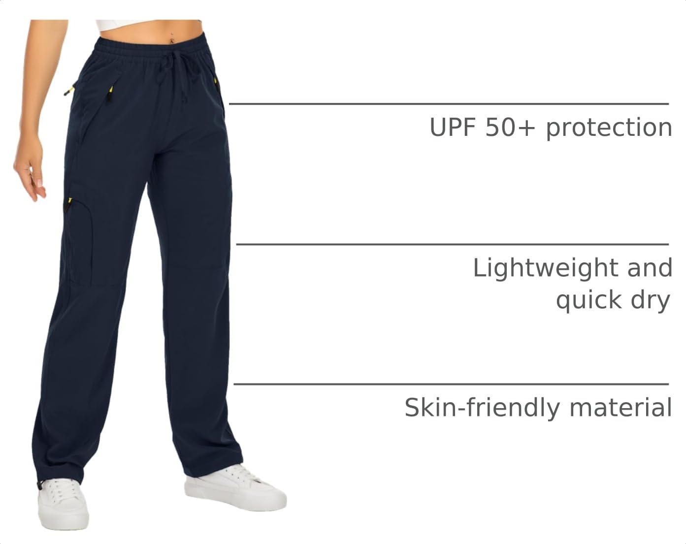 Toomett Women's Hiking Pants Quick Dry UPF 50 Travel Golf Pants Lightweight Camping Work Cargo Pants Zipper Pockets,6608,Blue,XS