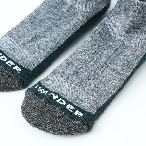 Large Dark Green Merino Wool Ankle Running Hiking Socks - 3 Pairs Lightweight No Show