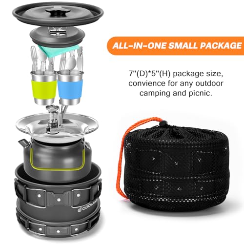 17-Piece Camping Cookware Set with Folding Stove - Lightweight & Durable