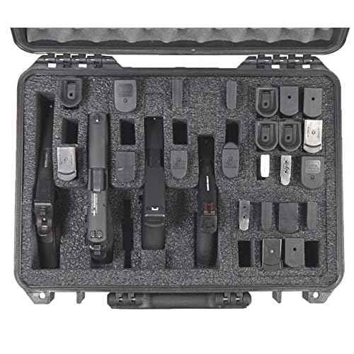 Case Club 4 Pistol and (up to) 33 Magazine with Accessory Pocket Pre-Cut Heavy Duty Waterproof Case with Silica Gel Canister to Help Prevent Gun Rust (Upgraded Gen-2)
