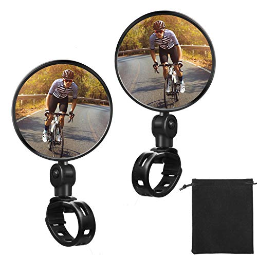 2 Pcs Bicycle Rearview Mirrors Adjustable 360° Rotatable Handlebar Wide Angle Convex Safety