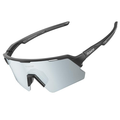 OUWOR Polarized Cycling Glasses for Men Women Youth, UV400 Mountain Bike Sunglasses for Bicycle Mtb Running Fishing Baseball Hiking (Black & Gray)