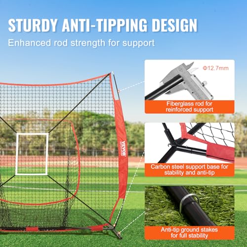 VEVOR 7x7FT Softball Practice Net Set with Batting Tee & Accessories