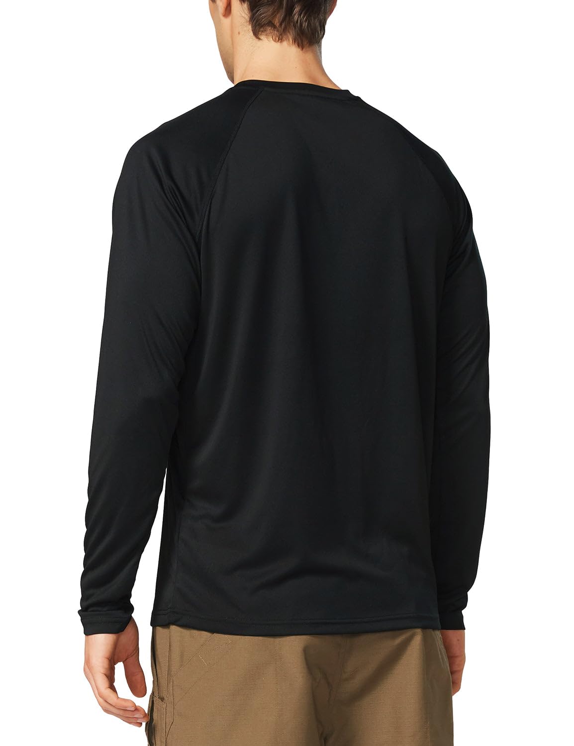 baleaf Mens UPF 50+ Sun Protection Shirts Long Sleeve Rash Guard, Quick Dry 4-Way Stretch for Fishing Swimming Surfing 01-Black 2XL