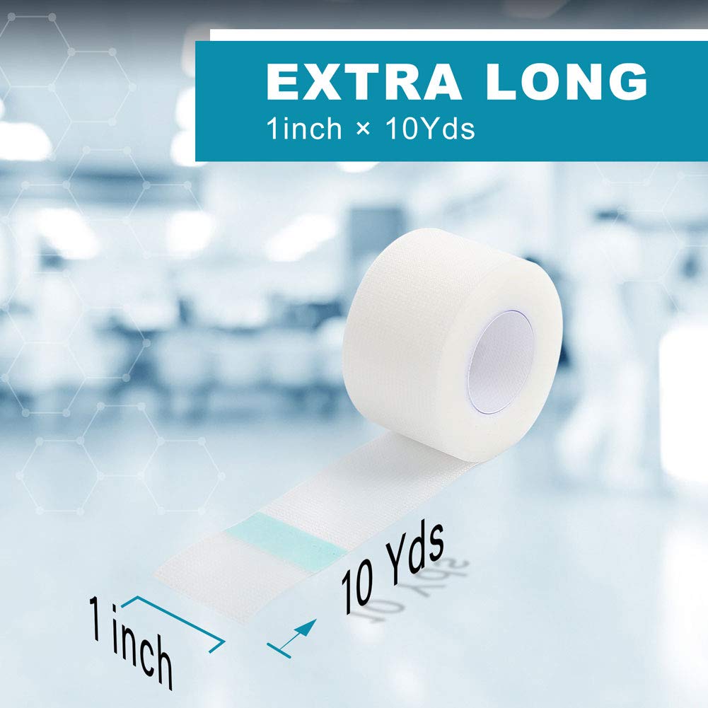 LotFancy Clear Medical Tape 1" x 10 Yd, 2 Rolls Waterproof Surgical Tape for Wound Dressing Care, Hypoallergenic First Aid Tape for Sensitive Skin, Latex Free & Transparent