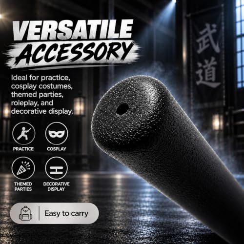 35 Inch Foam Padded Samurai Sword for Practice, Cosplay & Sparring - Black Variation