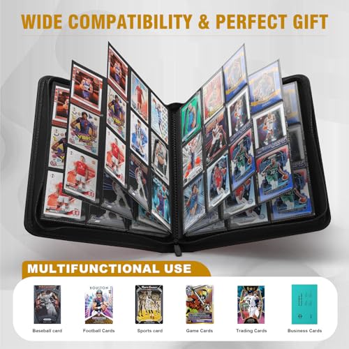 Trading Card Binder 9-Pocket Holds 540 Cards with Zipper - Black
