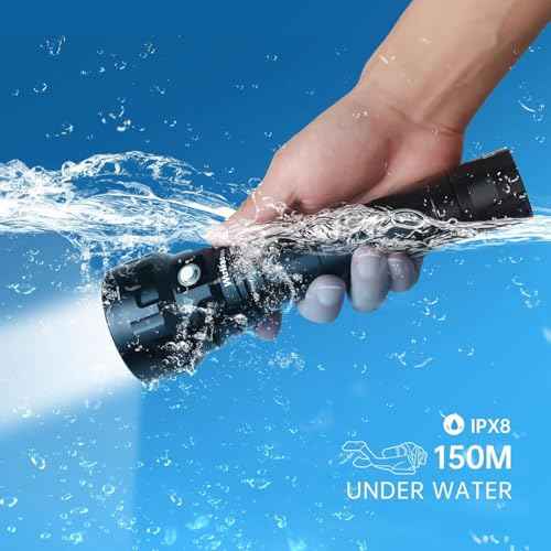 Wurkkos DL40 Diving Flashlight, Bright Max 5000 Lumen Scuba Dive Light with 4 LH351D LED, IPX8 Waterproof Submarine Flashlight Underwater 492ft, High 90CRI Rechargeable Diving Torch for Depth Cave