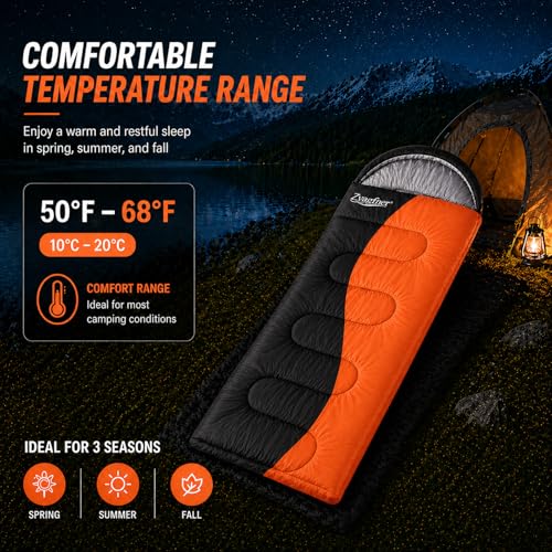 3-Season Lightweight Waterproof Sleeping Bag for Adults - Compact & Portable for Camping & Hiking
