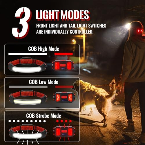 Rechargeable LED Headlamp 1000LM 230° Wide Beam Headlight - Orange - 1 Pack
