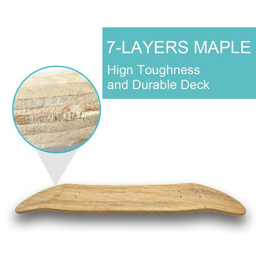 Beipoo 3 Packs 31"x 8" Blank Skateboard Decks,Natural,7-Layer Maple Double Tail Skateboard with Free Grip Tape and Sandpaper,Great for Replacement and Art Painting