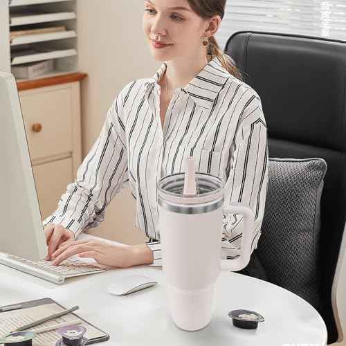 Replacement Lid for Stanley 40oz and 64oz Tumbler.Leakproof Flip Straw Lid Fit stanley Cup Quencher H2.0 40 oz/64 oz and Stanley ProTour 40oz/64oz Tumbler.(Rose Quartz,1-Pack)