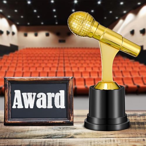 Gold Microphone Trophy Set - 24pcs Microphone Music Awards Decorations