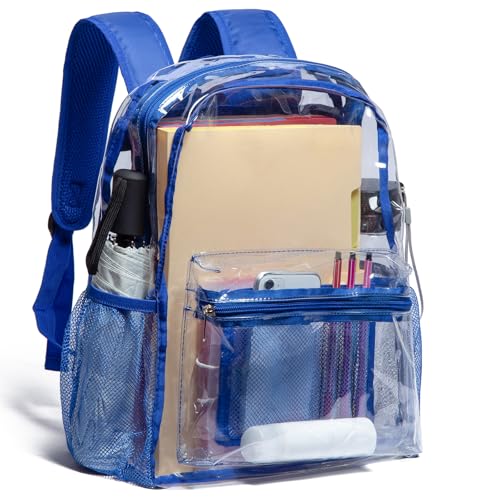 Heavy Duty Clear Backpack for School, 16 Inch Transparent Bookbag