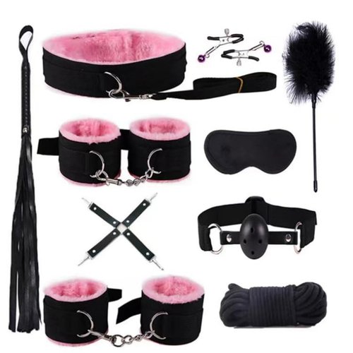 Adjustable Multifunctional Nylon 10 Piece Fashionable Combination Pink Outdoor Fitness Set, with Handmade Rope and Sleep Mask - D27-US