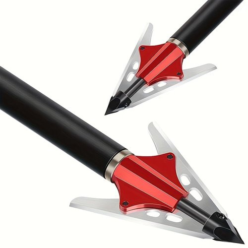 XITORAS 100 /125Grain Hunting Broadheads - Arrow Tips Compatible with Crossbow, Recurve Bow, and Compound Bow - Archery Broadheads (100 Grain, Red)