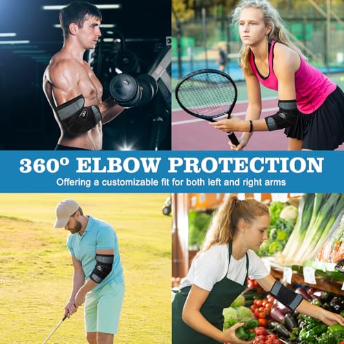 Elbow Support Brace for Men Women - Compression Sleeve for Tennis Golf Bursitis Tendonitis - Green & Black