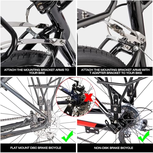 Large Capacity Bike Cargo Rack for Flat Mount Disc & Non-Disc Brake Bikes