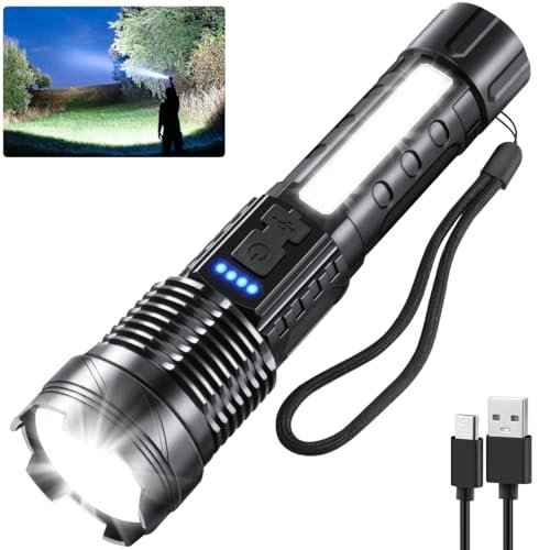 1Pack Flashlight Rechargeable, Rechargeable Flashlights High Lumens L9000, Super Bright Flashlight Powerful, Tactical Flashlights High Lumens, LED Flash Light High Powered for Home Emergencies Camping