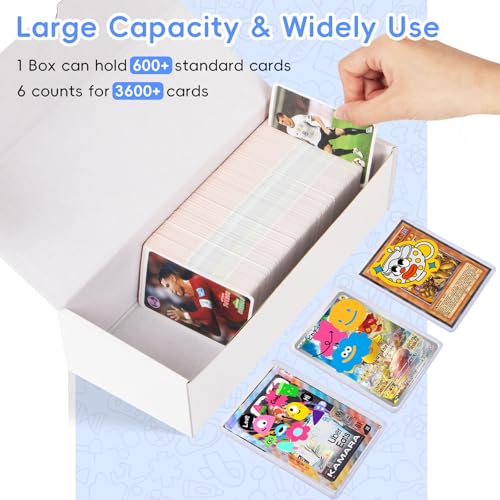 Sleeved-Size Bulk Card Storage Boxes 6-Pack Holds 3,600 Cards for Trading Card Collection