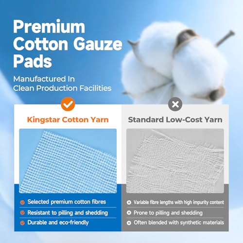 50 Pack 2x2 Inch Sterile Cotton Gauze Pads - Highly Absorbent Wound Dressings