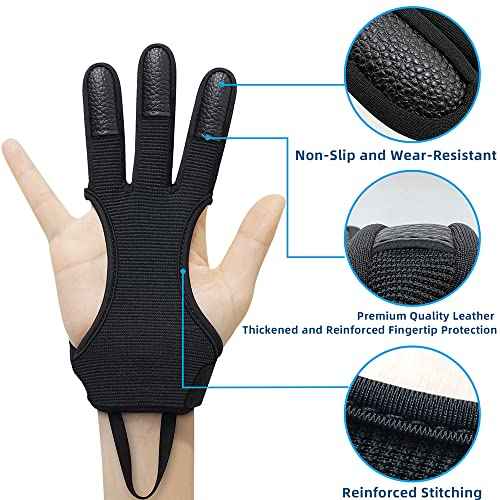 Seektop Archery Gloves Shooting Hunting Leather Three Finger Protector for Youth Adult Beginner