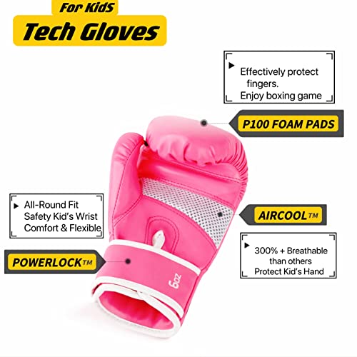 Kids Boxing Gloves 4oz Pink for Youth & Toddler Training - Fluorescent
