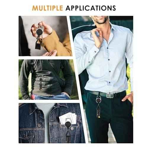 10 Pcs Retractable Lighter Clip Holder, Keychain Lighter Leash with Clip (Black)