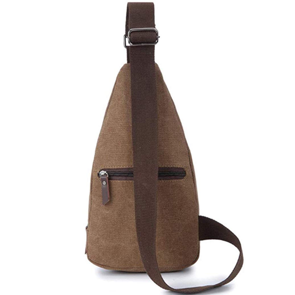 Q QICHUANG Canvas Sling Bag Small Crossbody Backpack Hiking Daypack Rucksack for Men Women Outdoor Cycling Travel
