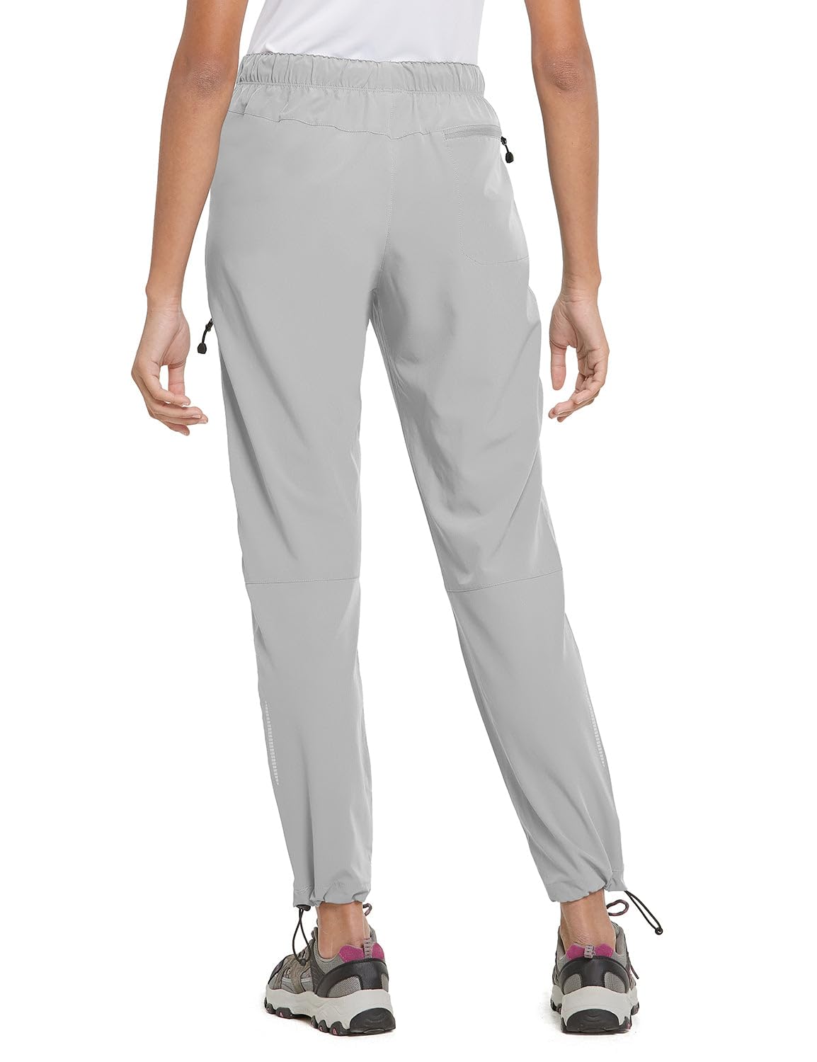 baleaf Women's Hiking Pants Quick Dry Lightweight Water Resistant Stretch Cargo Pants with Zipper Pockets Travel Camping 29''-Glacier Gray XS