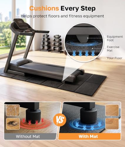 72.1 x 31.4 Inch Foldable Rubber Treadmill and Exercise Bike Mat Waterproof