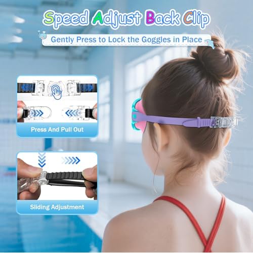 2 Pack Kids Swim Goggles with Nose Cover, Anti-Fog UV Protection Swimming Goggles for Kids Youth 3-15