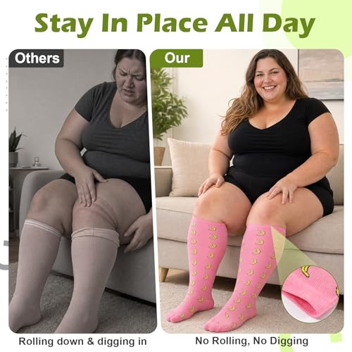 Plus Size Compression Socks for Women - 4 Pairs