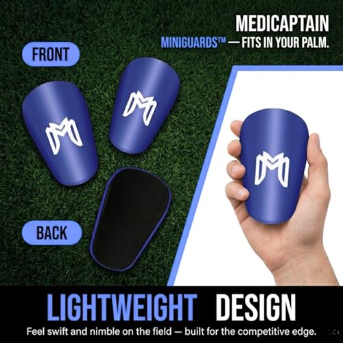 Mini Shin Guards for Soccer - Blue - Tiny Leg Pads for Men, Women, Teens