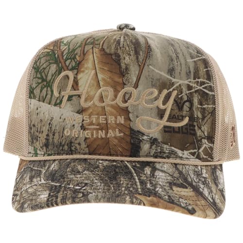 HOOEY OG Adjustable Snapback Trucker Hat - Mesh Back, Rope Detail, OSFA, Camo/Tan